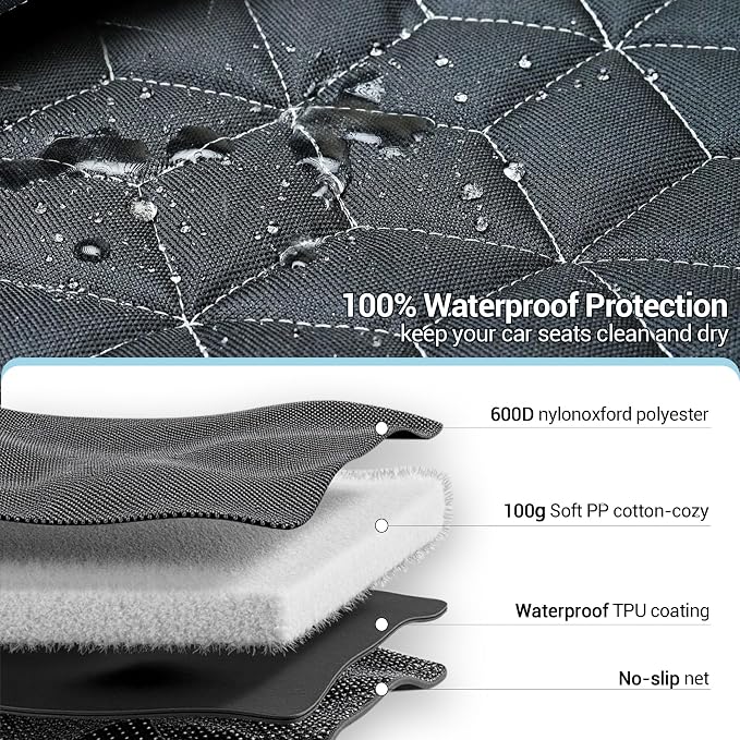 2 Pack Front Seat Covers for Dogs, 600D Waterproof Dog Car Seat Covers with Side Flaps Non Slip Scratch Proof, Captain Chair Car Seat Protector Cover for Pets & Daily Use, Fits Cars SUV Trucks