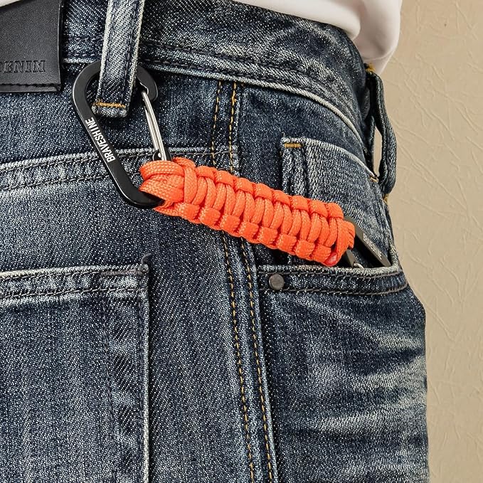 Paracord Keychain Carabiner Clip, D Ring Lanyard Hanger Stroller Hook for Water Bottle, Key, Backpacks, Men, Women