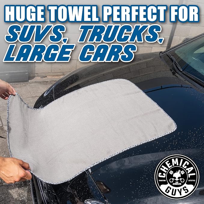 Waffle Weave Gray Matter Microfiber Drying Towel - 25" x 36",Premium Blend Microfiber Towel with Soft-Banded Edging for Scratch-Free Car Drying,Ultra Absorbent,(Pack of 12)