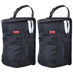 Spill-Proof Car Trash Can (2.5 Gal, 2 Pack) - Easy to Clean Hanging Garbage Bin - Leak-Proof Lid, Removable Liner, Waterproof - Keeps Truck, SUV, Car, Minivan Clean & Odor Free (Black)