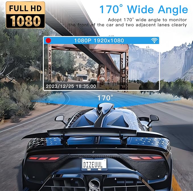 4 Channel Dash Cam 360° View, 2K FHD Front and Rear Inside, Left Right Dash Camera for Cars, 5G WiFi & APP Control, with 64GB SD Card, G-Sensor, 8 IR Lamps Night Vision (3.17 inches)