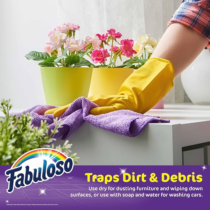 Microfiber Cleaning Cloths for Home & Car, Lint-Free Scratch-Free Rags for Glass, Kitchen & Wood, Reusable Machine Washable, Absorbent for Dusting & Wiping, Rainbow, 13 x 13 in, 8 Count