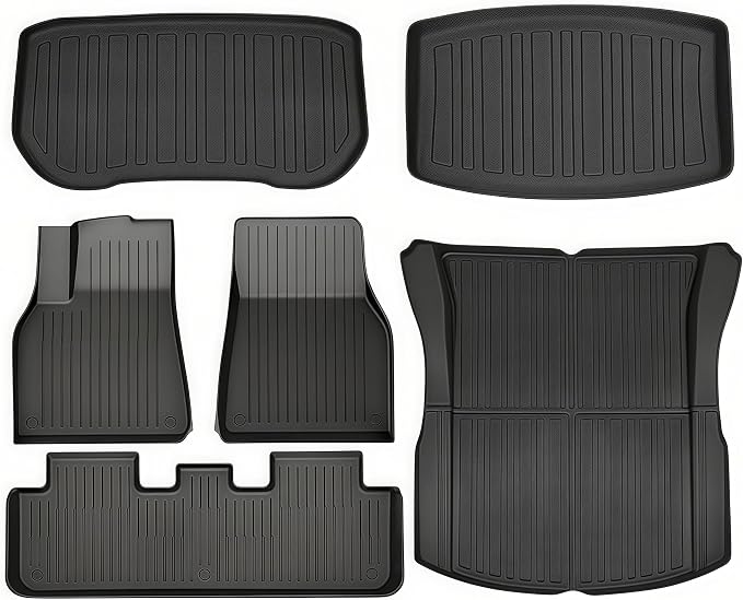 Floor Mats for 2024-2025 2026 Tesla Model 3 Highland | 6-Piece Set Extra-Thick TPE All-Weather Floor & Cargo Liners | Pet & Child-Friendly Custom Fit Interior Accessories