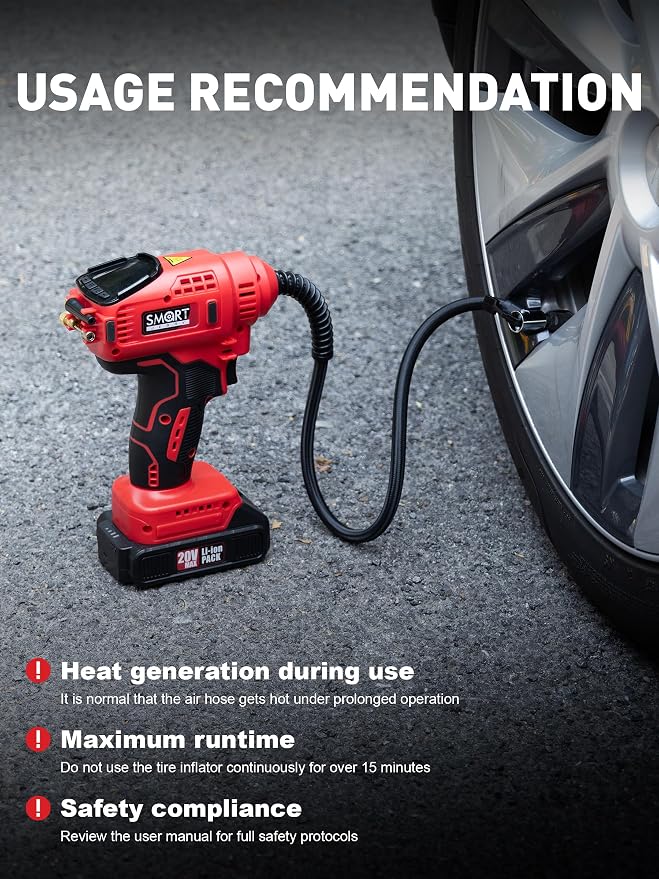 Portable Tire Inflator for Car, 20V/12V Dual-Power & Max 150 PSI Design | Car Portable Air Compressor, Digital Tire Inflator with Gauge, Smart Auto-Stop & Fast Inflation for Cars, Motorcycles, Bikes