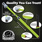 Silverback Hi-Visibility Green Dual Foot Commercial Truck Tire Pressure Gauge, Recalibratable. Heavy Duty Stick Gauge with Black Metal Bar, Range 10-150 PSI in 2 PSI Increments.