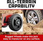 Powerbuilt 1.5 Ton Big Wheel Off Road Jack, Vehicle Lift for Trucks, SUVs, ATVs Offroad Vehicles, Oversized Wheels for Rugged Terrain, 3000 LB Capacity, Orange 620704ECE