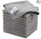 MR.SIGA Microfiber Cleaning Cloth, All-Purpose Microfiber Towels, Streak Free Cleaning Rags, Pack of 12, Grey, Size 32 x 32 cm(12.6 x 12.6 inch)