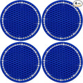 4PCS Bling Cup Holder Coaster, 2.75 Inch Auto Car Cup Holder Insert Coasters, Soft Silicone Anti-Slip Shockproof, Universal Vehicle Interior Accessories for Women Girls (Deep Blue & White)