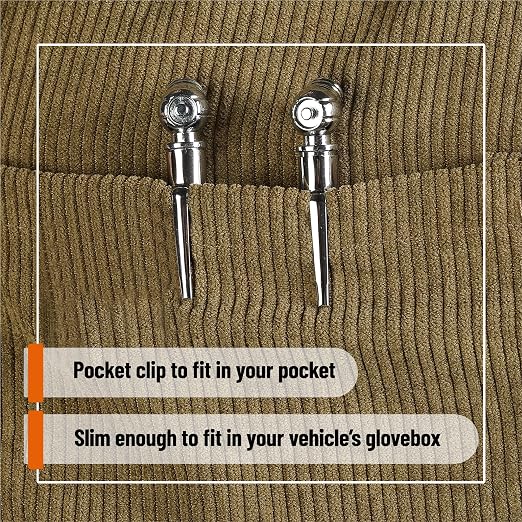 Pencil Tire Pressure Gauge, 2 Pack, 10-75 PSI, Black - Air Gauge for Car Tires