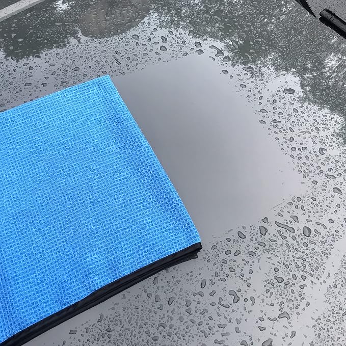 Elite Microfiber Drying Towel (16x24, 4 Pack, Waffle, Blue)