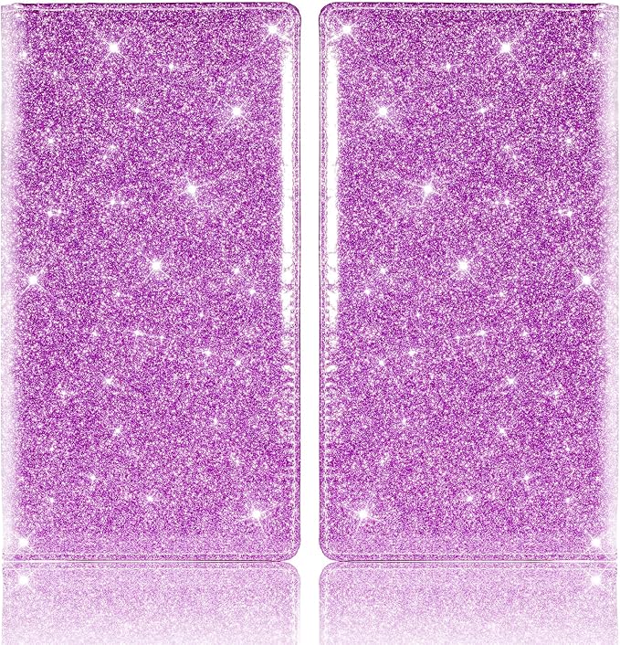 Car Registration and Insurance Card Holder, Vehicle License Document Glove Box Compartment Organizer, Interior Car Accessories for Women Men (Glitter Purple)