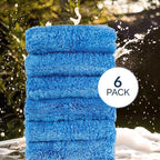 Chamois Cloth Microfiber Cleaning Cloth 6 Pack, Borderless Microfiber Towels Cleaning, Car Microfiber Towel, Drying Towels for Сars, Car Wash Towels (16" x 16", Blue) (6 Pack – 16x16)