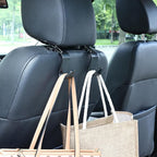 4-Pack 360° Rotating Car Headrest Hooks Vehicle Storage Organizer for Purses Handbags Groceries Backpack Coats – Holds 55lbs Universal Fit with Clip Black