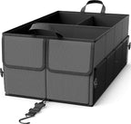 Foldable Car Trunk Organizer for SUV, 3-Compartment, Dark Gray | with Removable Divider, Side Pockets and Securing Straps
