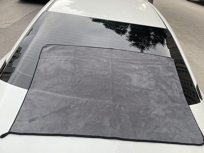 Large Microfiber Drying Towel for Car, Great Thick Soft Plush Towels, 36 x 24inches 800GSM Thickness, Quality, Washable, Absorbency No Scratch Lint Free Drying Towel (36 x 24inches,Grey-Blue,1pack)