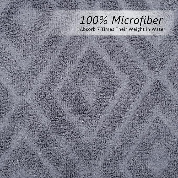 Large Microfiber Bath Towels Set of 2, 30" x 60", Oversized, Soft, Super Absorbent,Fast Drying, Perfect for Shower, Sauna,Gym, Sports,Travel, Fitness, Yoga - Grey Diamond Pattern