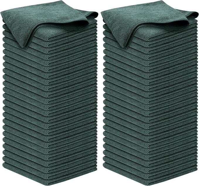 Premium 300GSM Microfiber Cleaning Cloth - 12.5"x12.5" High Performance - 1200 Washes, Ultra Absorbent Microfiber Towels for Cars Undercarriage, Rims & Engine Bay Cleaning - Microfiber Cloth