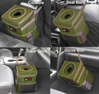 Waterproof Car Trash Can with Lid and Pockets, 2.5 Gal, Green | Leakproof, Collapsible Multipurpose Car Bin with 3 Side Storage Pockets, Adjustable Straps