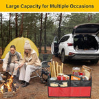 2 Compartments Car Trunk Organizer, 600D Oxford Polyester Car Storage, Anti-slip 14" D x 22" W x 12" H Collapsible Trunk Storage, Suitable for SUV, Minivan, Truck, Red New