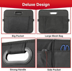 Car Trunk Organizer, Multi Compartments Collapsible Trunk Storage, Anti-slip, Waterproof 600D Oxford Polyester, with Adjustable Straps for SUV, Minivan, Truck, Large Size, Black