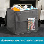 TrashStand Weighted Car Trash Can with Lid and Removable Leakproof Liner - Universal Fit Behind Center Console in Back Seat - Holds 2 Gallons of Car Garbage | Behind Console Car Garbage Can With Bottom Weight and Floor Grips - Waterproof Inse...