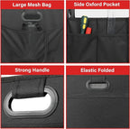 Car Trunk Organizer, 2 Compartments Collapsible Trunk Storage, Anti-slip Design, Made of Waterproof 600D Oxford Polyester, Suitable for SUV, Minivan, Truck, Standard Size, Black