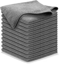 Microfiber Cleaning Cloth Grey - 12 Pcs (12.5"x12.5") - High Performance - 1200 Washes, Ultra Absorbent Microfiber Towel Weave Grime & Liquid for Streak-Free Mirror Shine - Car Washing Cloth