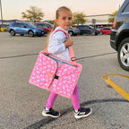 Kids Travel Tray for Toddler Car Seat, Road Trip Activities for Kids with iPad Holder Stand & Dry Erase Board, Road Trip Essentials Accessories Lap Tray as Travel Gifts for Kid, Pink