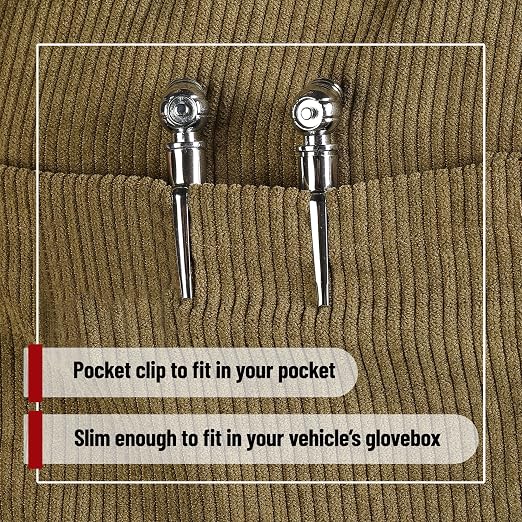 Pencil Tire Pressure Gauge, 2 Pack, 10-75 PSI, Stainless Steel Body | Metal Made Nozzle, Rust and Corrosion Resistant, Pencil Air Pressure Gauge for Tires, 3 Measurements for Cars, Bikes