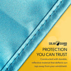 SolarGuard Plus Sunshade for Car Windshield - Reflective Car Shades for Windshield, Blocks Damaging UV Rays - for Use on Front Window Exterior, Includes Security Flaps - Pool Blue, Standard Size