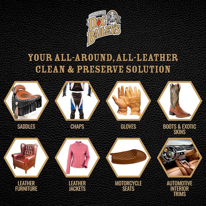 Doc Bailey's Leather Clear - Leather Conditioner, Cleaner & Waterproofer - 3-in-1 Protector for Couches, Car Seats, Boots, Handbags, Saddles & Furniture - No Color Change Kit 4oz, Pack of 2