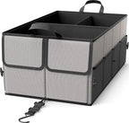 Foldable Car Trunk Organizer for SUV, 3-Compartment, Gray | with Removable Divider, Side Pockets and Securing Straps