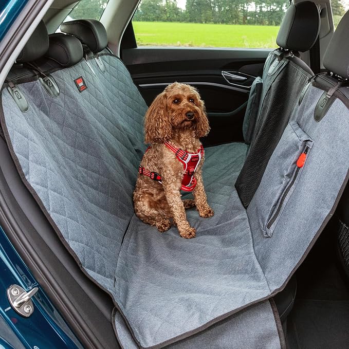 Dog Car Seat Cover & Hammock 2-in-1 for Cars & SUV’s - Seat Protector Against Pet Fur & Dirt - Waterproof & Non-Slip with Mesh Visibility Window