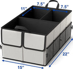 Foldable Car Trunk Organizer for SUV, 3-Compartment, Gray | with Removable Divider, Side Pockets and Securing Straps