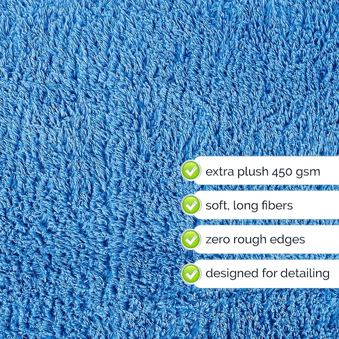 Chamois Cloth Microfiber Cleaning Cloth 6 Pack, Borderless Microfiber Towels Cleaning, Car Microfiber Towel, Drying Towels for Сars, Car Wash Towels (16" x 16", Blue) (6 Pack – 16x16)