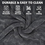 1000GSM Car Drying Towel 18"x24", Edgeless Double Twist Pile, Ultra Absorbent Microfiber Towel, Scratch-Free Lint-Free Streak-Free for Auto Detailing & Car Wash – Check Silver&Grey
