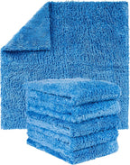 Chamois Cloth Microfiber Cleaning Cloth 6 Pack, Borderless Microfiber Towels Cleaning, Car Microfiber Towel, Drying Towels for Сars, Car Wash Towels (16" x 16", Blue) (6 Pack – 16x16)