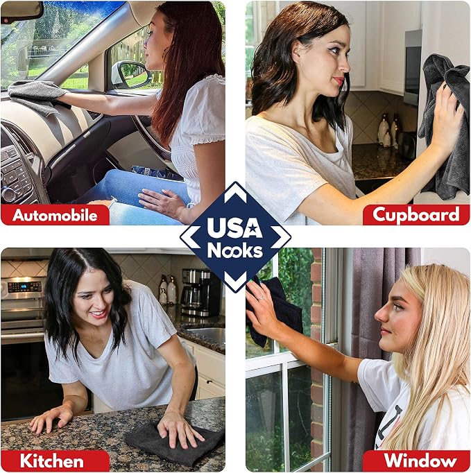 Premium 300GSM Microfiber Cleaning Cloth - 12.5"x12.5" High Performance - 1200 Washes, Ultra Absorbent Microfiber Towels for Cars Undercarriage, Rims & Engine Bay Cleaning - Microfiber Cloth
