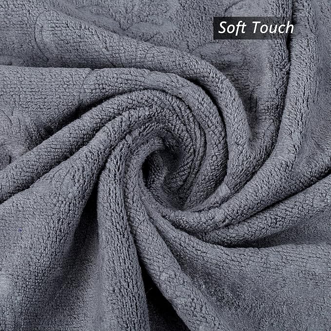 Bath Towels 4 Pack, Oversized Microfiber Bath Towels for Adult Men Women, 30" x 60", Large, Soft and Super Absorption Multipurpose for Bath, Beach, Pool, Sport - Grey Floral Pattern