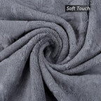 Large Microfiber Bath Towels Set of 6, 30" x 60", Soft,Super Absorption, Quick-Drying Perfect for Shower, Sauna, Yoga, Gym, Beach, Pool, Sport - Grey Floral Pattern