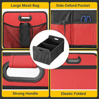 2 Compartments Car Trunk Organizer, 600D Oxford Polyester Car Storage, Anti-slip 14" D x 22" W x 12" H Collapsible Trunk Storage, Suitable for SUV, Minivan, Truck, Red New