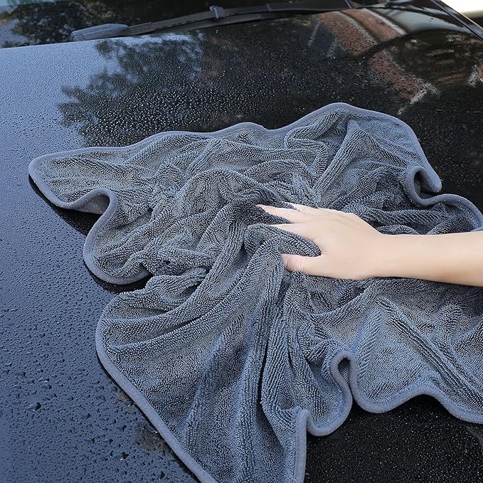 Microfiber Towels for Cars, 35.4" x 23.6" Car Drying Towel, Dark Gray Reusable Car Towel, Quick Drying Car Microfiber Cleaning Cloth for RVs, SUVs, Trucks