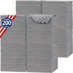 Shop Towels, Pack of 200, Grey Microfiber Cleaning Cloth Bulk, Microfiber Towels for Cars, All-Purpose Absorbent Cleaning Rags, Dust Cloth for Automotive, Mechanic, Garage, 11.5 x 11.5 inch